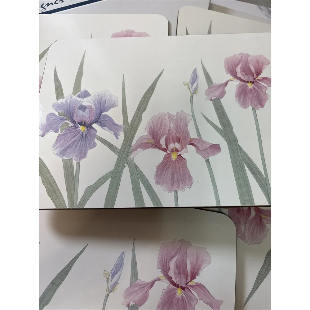 Set of 6 Jason PLACEMATS in Box New Zealand Flowers Iris time Design Vintage
